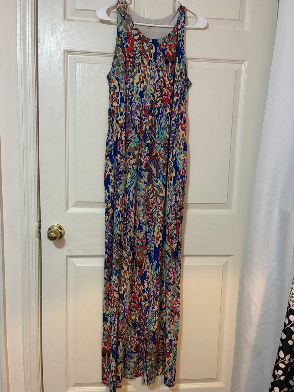 Beeson River Multicolor Abstract Print Maxi Dress with Pockets